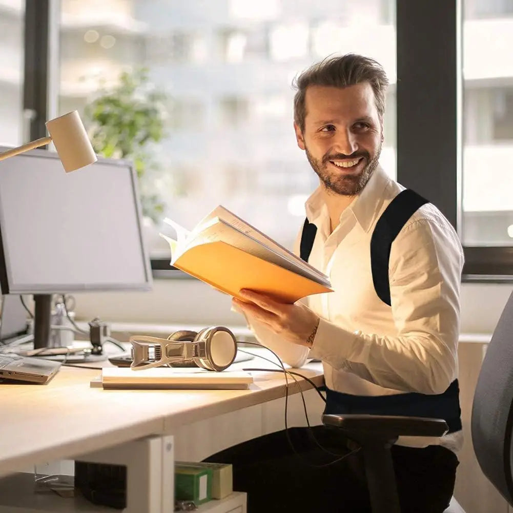 AlignPro Posture Corrector worn at office desk